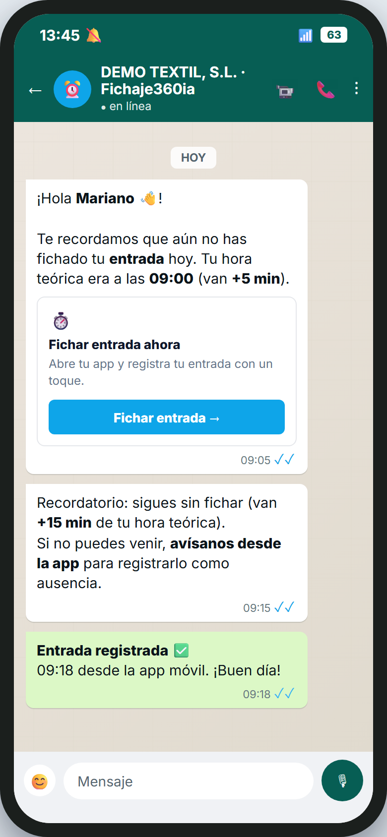 Recordatorio WhatsApp